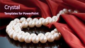  Presentation with satin - Colorful slide set enhanced with pearls necklace on satin background backdrop and a tawny brown colored foreground