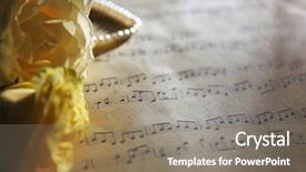  Presentation with music sheets - Cool new PPT layouts with pearls on music sheets background backdrop and a gray colored foreground