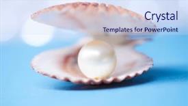  Presentation with pearl oyster - Cool new slides with pearls on the blue background backdrop and a sky blue colored foreground