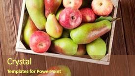  Presentation with box - Audience pleasing PPT theme consisting of pears and apples in wooden backdrop and a  colored foreground