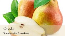  Presentation with pear - Presentation theme having pears-and-half-of-pear background and a lemonade colored foreground