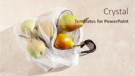  Presentation with plastic waste - Presentation design enhanced with pears-fruits-in-reusable-mesh background and a lemonade colored foreground