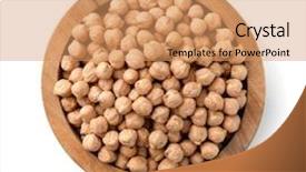  Presentation with top view - Colorful slide set enhanced with peas - top view of wood bowl backdrop and a coral colored foreground