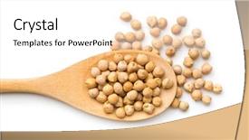  Presentation with peas - PPT layouts enhanced with peas - uncooked chickpeas in wooden spoon background and a white colored foreground