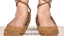  Presentation with russian - Presentation with peasant woman legs in russian bast shoes isolated on white background and a coral colored foreground