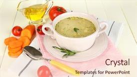  Presentation with pink 80s disco 3d - Beautiful slide set featuring pease - nourishing soup in pink pan backdrop and a lemonade colored foreground