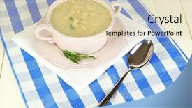  Presentation with soup - Slide set with pease - nourishing soup in pink pan background and a  colored foreground