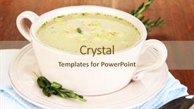  Presentation with soup - Amazing theme having pease - nourishing soup in pink pan backdrop and a lemonade colored foreground