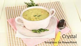  Presentation with soup - Cool new presentation theme with pease - nourishing soup in pink pan backdrop and a  colored foreground