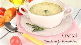  Presentation with pink peones - Presentation theme enhanced with pease - nourishing soup in pink pan background and a  colored foreground