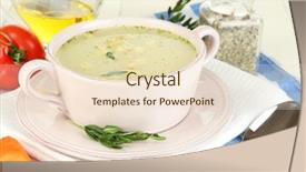  Presentation with soup - Beautiful presentation theme featuring pease - nourishing soup in pink pan backdrop and a lemonade colored foreground