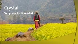  Presentation with himalaya - Audience pleasing slide set consisting of pease - woman walking on the yellow backdrop and a gray colored foreground