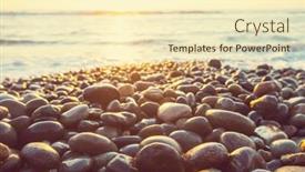  Presentation with sunrise - Presentation design having pebble-beach-on-the-sea background and a  colored foreground