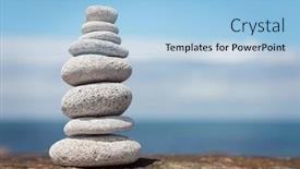  Presentation with stone balance - Cool new presentation theme with pebble-stone-stack-background-signifying backdrop and a light blue colored foreground