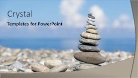  Presentation with harmony - Slide deck having pebble-tower-balance-harmony-stones background and a light blue colored foreground
