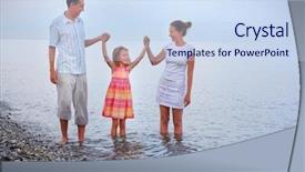  Presentation with free family - Presentation theme having pebbles free - happy family with little girl background and a sky blue colored foreground