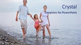  Presentation with free family - Beautiful PPT theme featuring pebbles free - happy family with little girl backdrop and a sky blue colored foreground