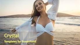  Presentation with sunset beach - Amazing slide deck having pebbles free - woman having fun backdrop and a violet colored foreground