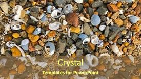  Presentation with seashell - Beautiful PPT layouts featuring pebbles on sandy coastal area backdrop and a tawny brown colored foreground