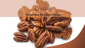  Presentation with nuts - Presentation consisting of pecan nuts isolated on white background background and a coral colored foreground