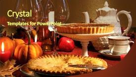  Presentation with thanksgiving - Presentation theme enhanced with pecan pie - thanksgiving desserts on a festive background and a tawny brown colored foreground