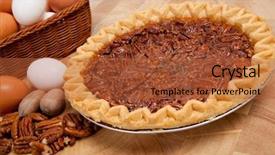  Presentation with vegetable cutting board - PPT theme consisting of pecan pie on cutting board background and a red colored foreground