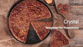  Presentation with thanksgiving - Presentation design consisting of pecan pie traditional thanksgiving dessert background and a tawny brown colored foreground