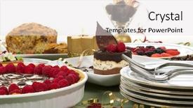  Presentation with cheese pie - Beautiful presentation design featuring pecan swirl cake raspberry pie backdrop and a  colored foreground