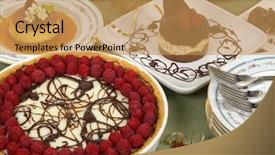  Presentation with rice cake - Presentation theme having pecan swirl cake raspberry pie background and a  colored foreground