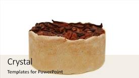  Presentation with 2018 goals text on white - Cool new PPT layouts with pecan tart aka pecan pie backdrop and a coral colored foreground