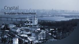  Presentation with monastery - Theme consisting of pechersk-lavra-monastery-in-kiev background and a light blue colored foreground