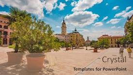  Presentation with hungary - Theme having pecs-hungary-may-2019-view background and a coral colored foreground
