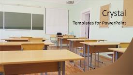  Presentation with class - Amazing presentation design having pedagogics - interior of a class room backdrop and a  colored foreground