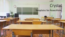  Presentation with class - Presentation theme consisting of pedagogics - interior of a class room background and a  colored foreground