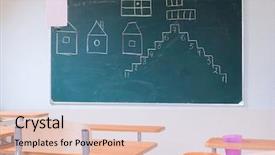  Presentation with class - Colorful presentation design enhanced with pedagogics - interior of a school class backdrop and a  colored foreground