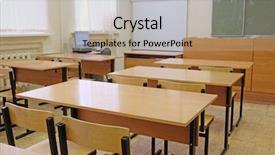  Presentation with class - PPT theme enhanced with pedagogics - interior of an empty school background and a  colored foreground