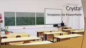  Presentation with class - Beautiful presentation design featuring pedagogics - interior of an empty school backdrop and a  colored foreground