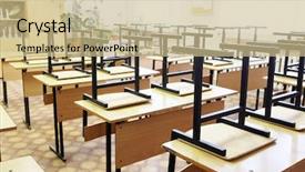  Presentation with class - Presentation theme with pedagogics - interior of an empty school background and a  colored foreground