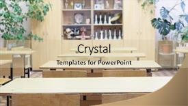  Presentation with class - Presentation theme enhanced with pedagogics - interior of an empty school background and a  colored foreground