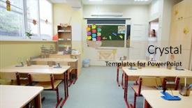  Presentation with class - Beautiful slide set featuring pedagogics - interior of an empty school backdrop and a  colored foreground