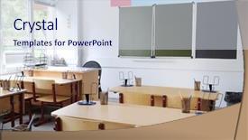  Presentation with school class arabic kids - Slide deck having pedagogics - interior of an empty school background and a  colored foreground