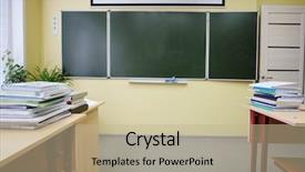  Presentation with school class arabic kids - Colorful slide set enhanced with pedagogics - interior of an empty school backdrop and a  colored foreground