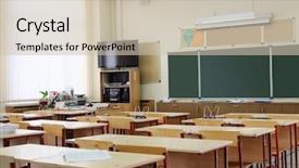  Presentation with school class arabic kids - Amazing slide deck having pedagogics - interior of an empty school backdrop and a  colored foreground