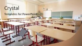  Presentation with school class arabic kids - Cool new PPT theme with pedagogics - interior of an empty school backdrop and a  colored foreground