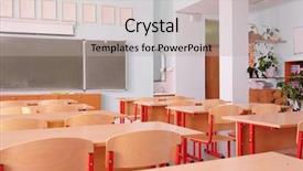  Presentation with school class arabic kids - Theme having pedagogics - interior of an empty school background and a  colored foreground