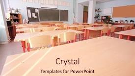  Presentation with class - PPT layouts enhanced with pedagogics - interior of an empty school background and a  colored foreground