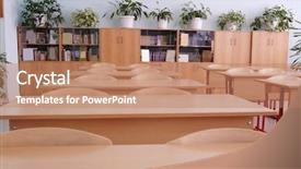  Presentation with school class arabic kids - Cool new presentation theme with pedagogics - interior of an empty school backdrop and a  colored foreground