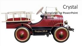  Presentation with car engine - Cool new PPT theme with pedal car fire engine backdrop and a white colored foreground