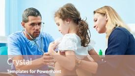  Presentation with doctor african - Beautiful presentation design featuring pedeatrician-african-doctor-examining backdrop and a coral colored foreground
