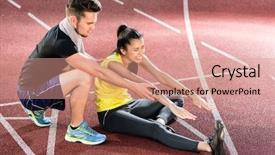  Presentation with female male symbol - Amazing PPT layouts having pedestran - male and female athlete doing backdrop and a  colored foreground